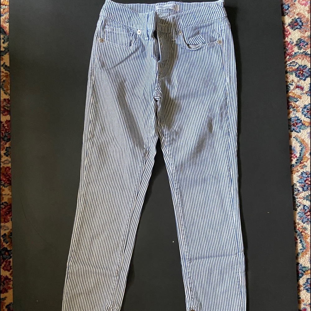 Madewell Striped Pants with Zipper Ankle Detailing